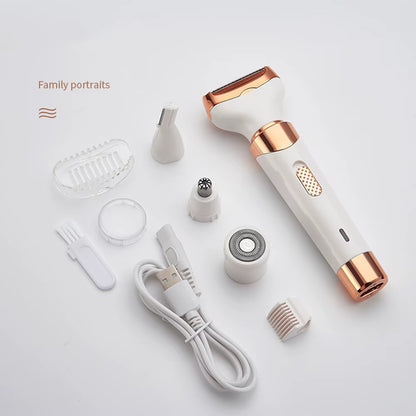 Electric Razor Women Painless 4In1 Women Shaver Hair Remover Face Legs Underarm Portable Waterproof Bikini Trimmer Wet Dry Lady
